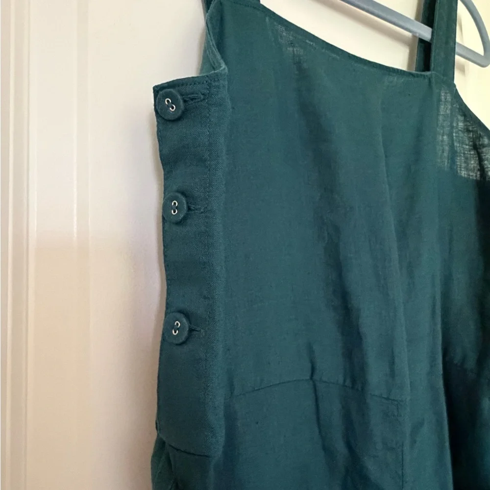 Everlane Square-Neck linen Jumpsuit in dark sea size 00 like new
